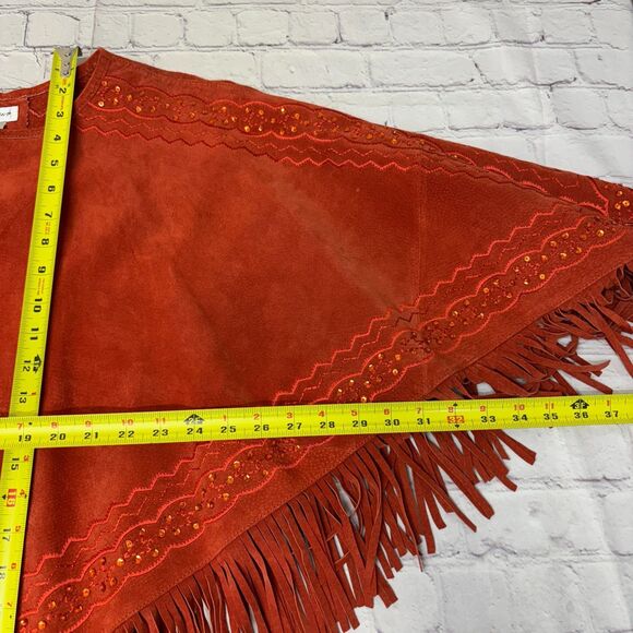 Vintage Newport News Suede Leather Poncho Western Cape SM Small Medium D052 -12 - Picture 4 of 16